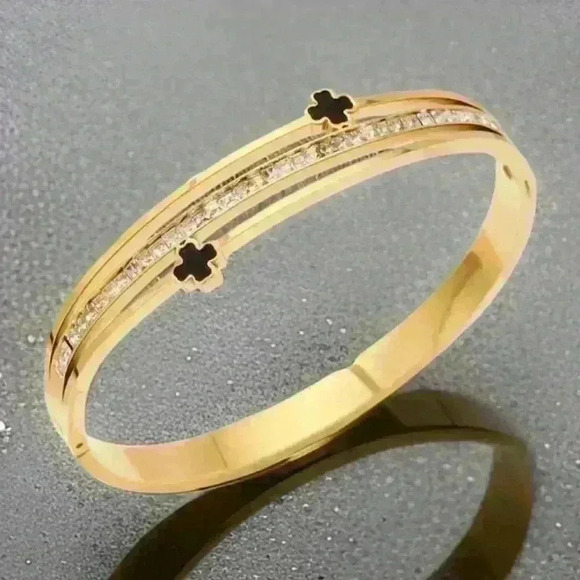 Cross Bangle with Sparky Rhinestones - Picture 2 of 6